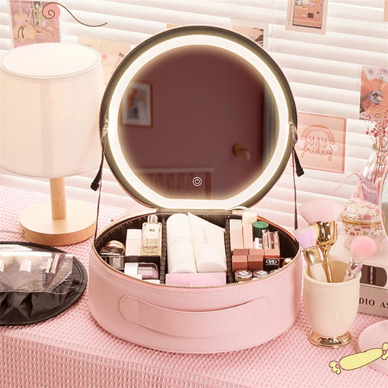 Round Nice LED Makeup Bag