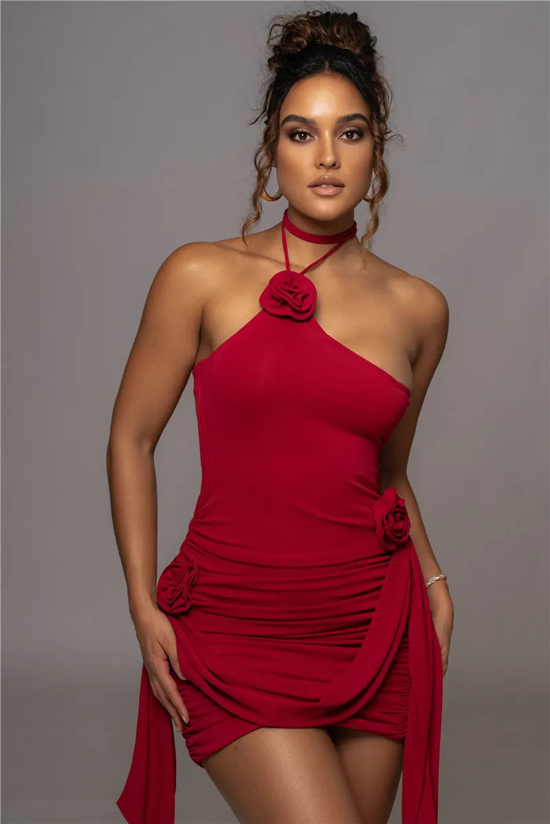 ROUGE RADIANCE BACKLESS MINI DRESS