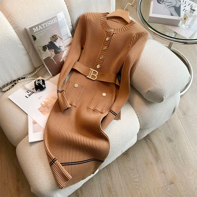 AUTUMN WINTER WOMEN KNITTED DRESS