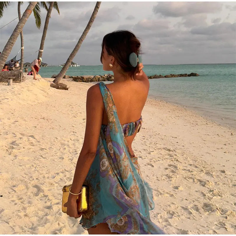 CORAL BLISS STRAPLESS MINI SUNDRESS