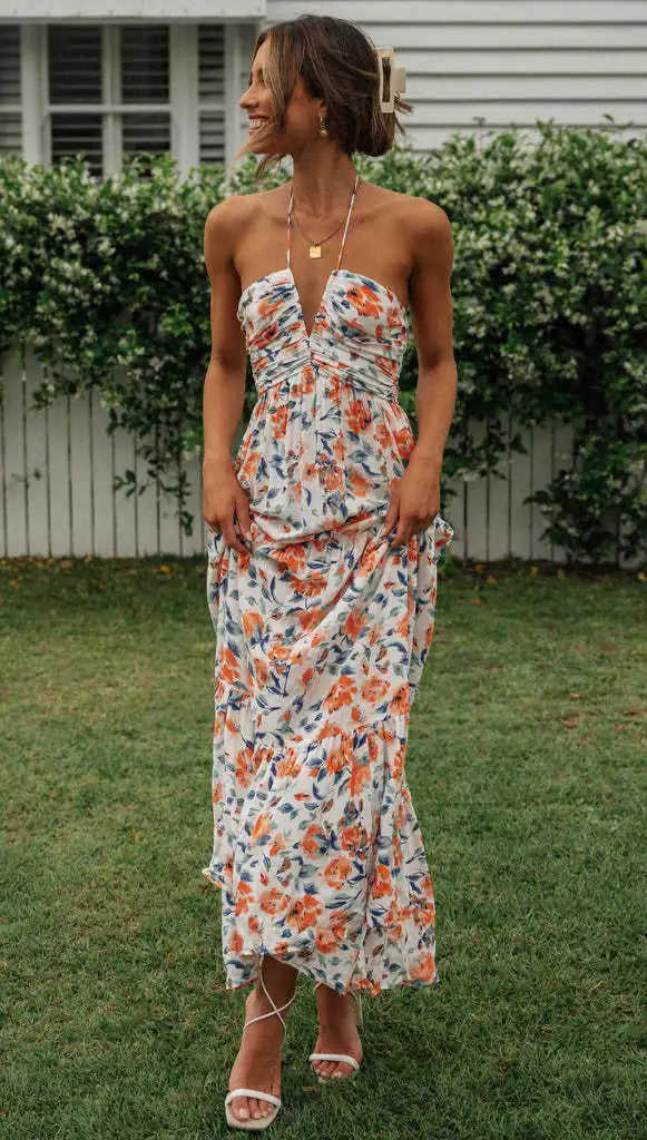 FLORAL BOHO SLEEVELESS MAXI DRESS