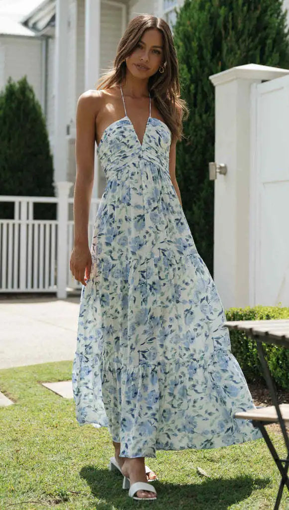FLORAL BOHO SLEEVELESS MAXI DRESS
