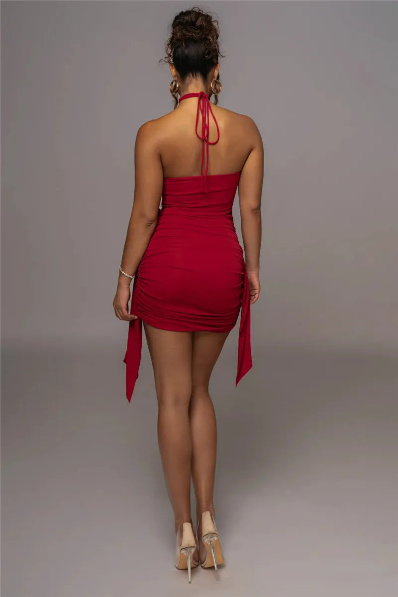 ROUGE RADIANCE BACKLESS MINI DRESS