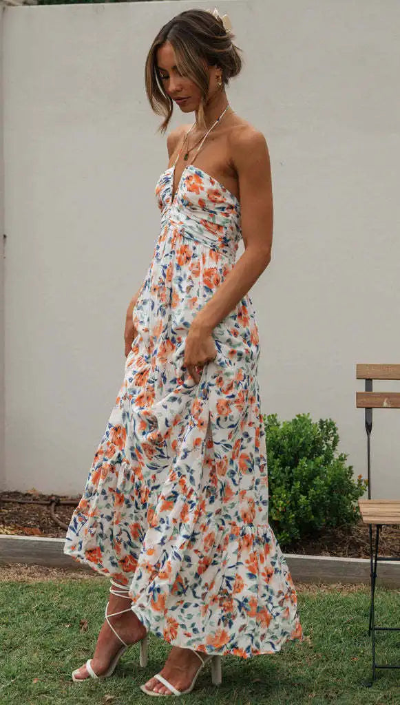 FLORAL BOHO SLEEVELESS MAXI DRESS