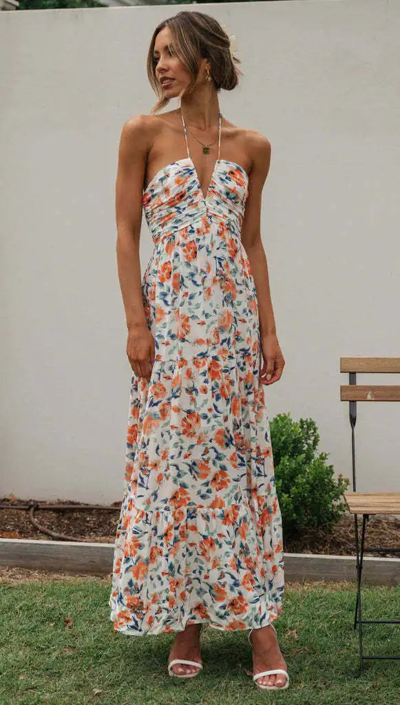FLORAL BOHO SLEEVELESS MAXI DRESS