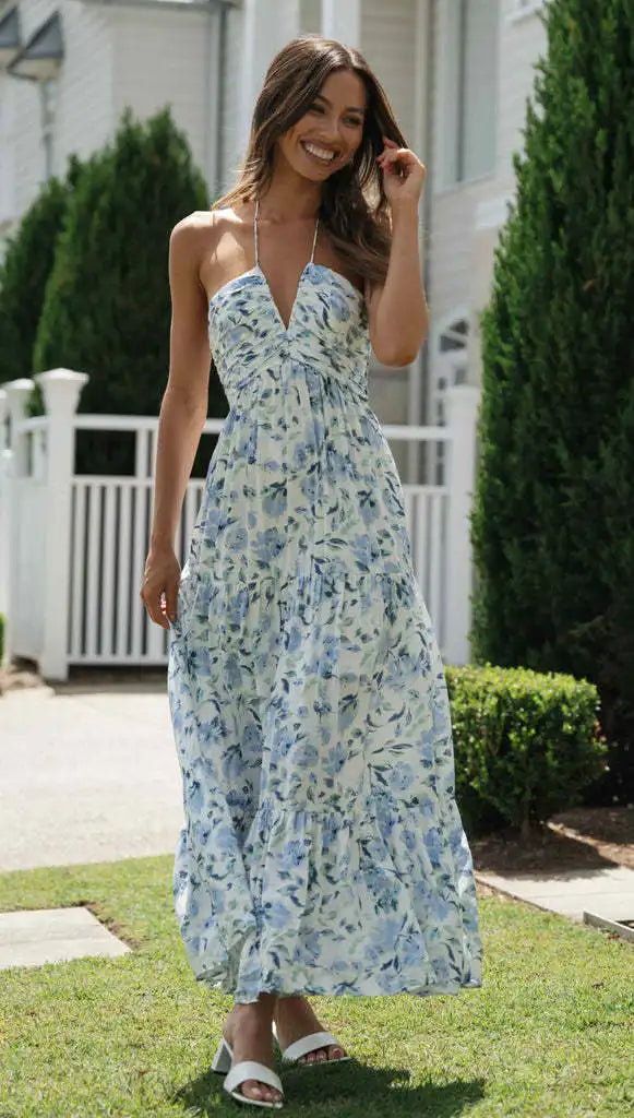 FLORAL BOHO SLEEVELESS MAXI DRESS